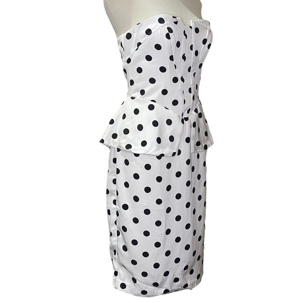 ***SOLD*** Bardot Suri Peplum Dress Polka Dot Strapless Size 8/M - Picture 4 of 13